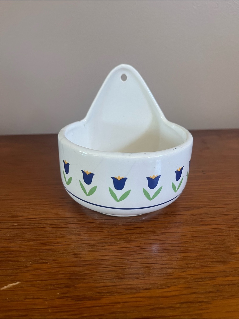 Vintage Ceramic Floral Wall Pocket